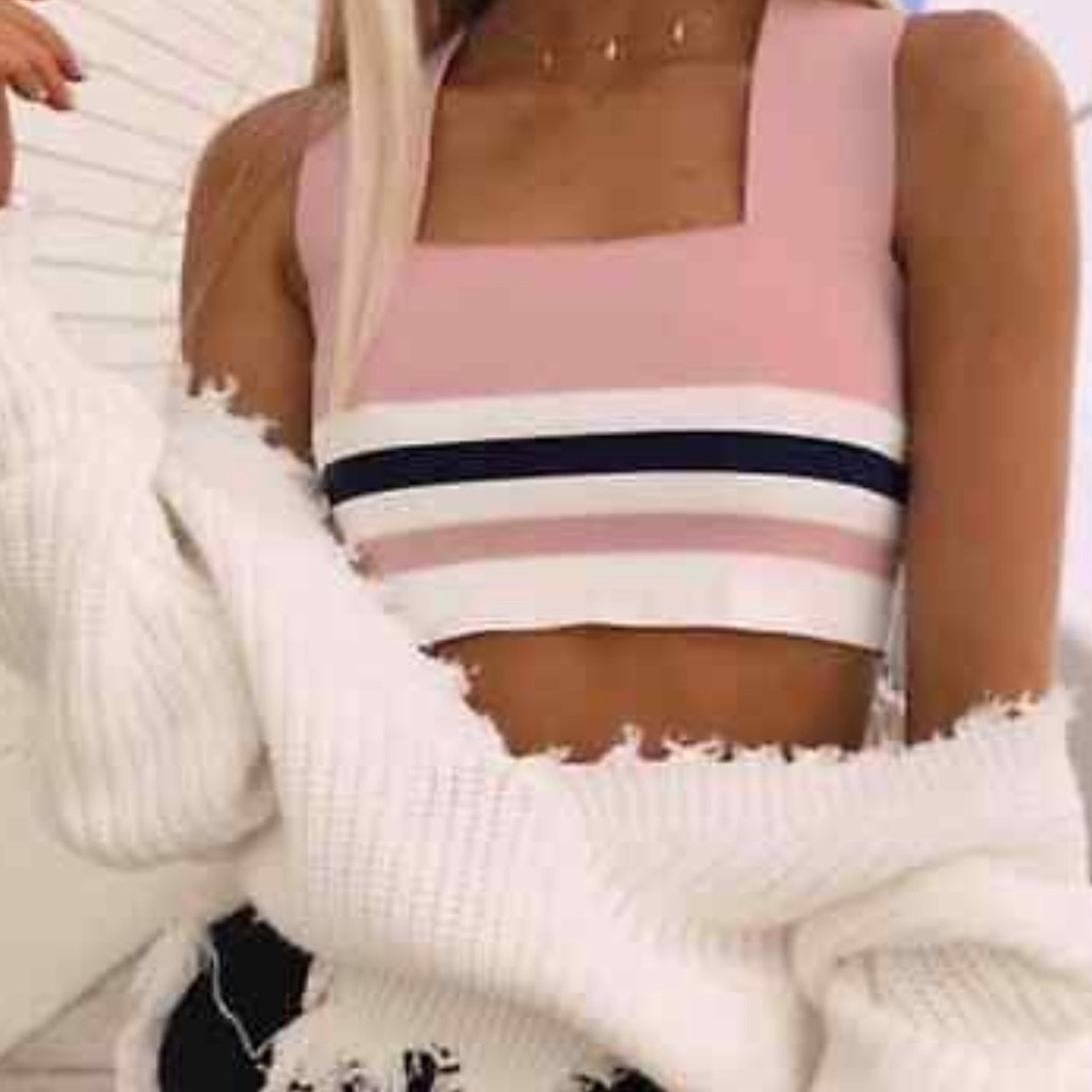Crop Pink striped Top